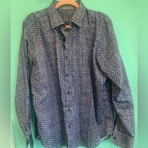 Robert Graham Men's purple Blue Patterned Shirt button front workwear dress c